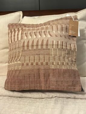 West Elm Rose Taupe Woven Geometric Accent Pillow